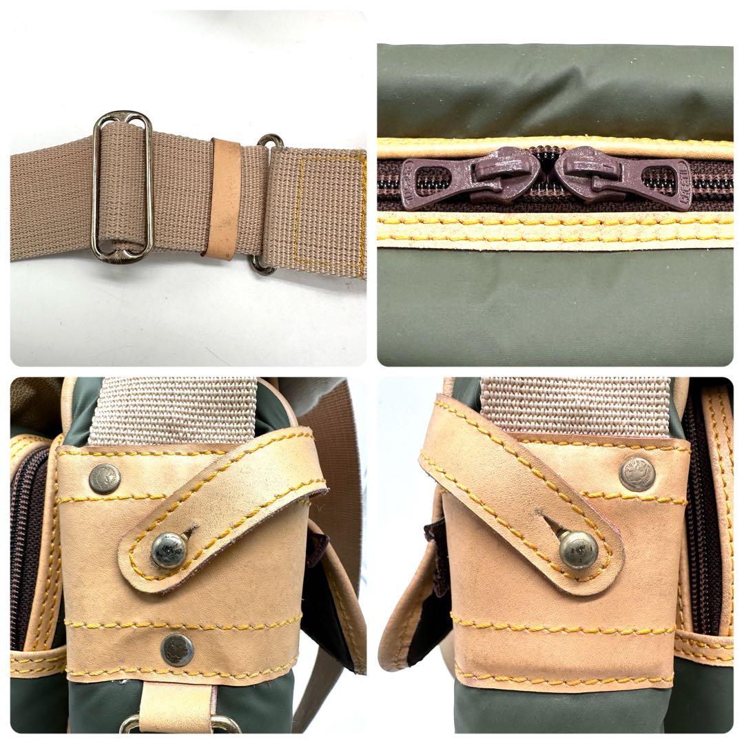 レアタイプ ハンティングワールド メッセンジャーバッグ バチュー レザー カーキ