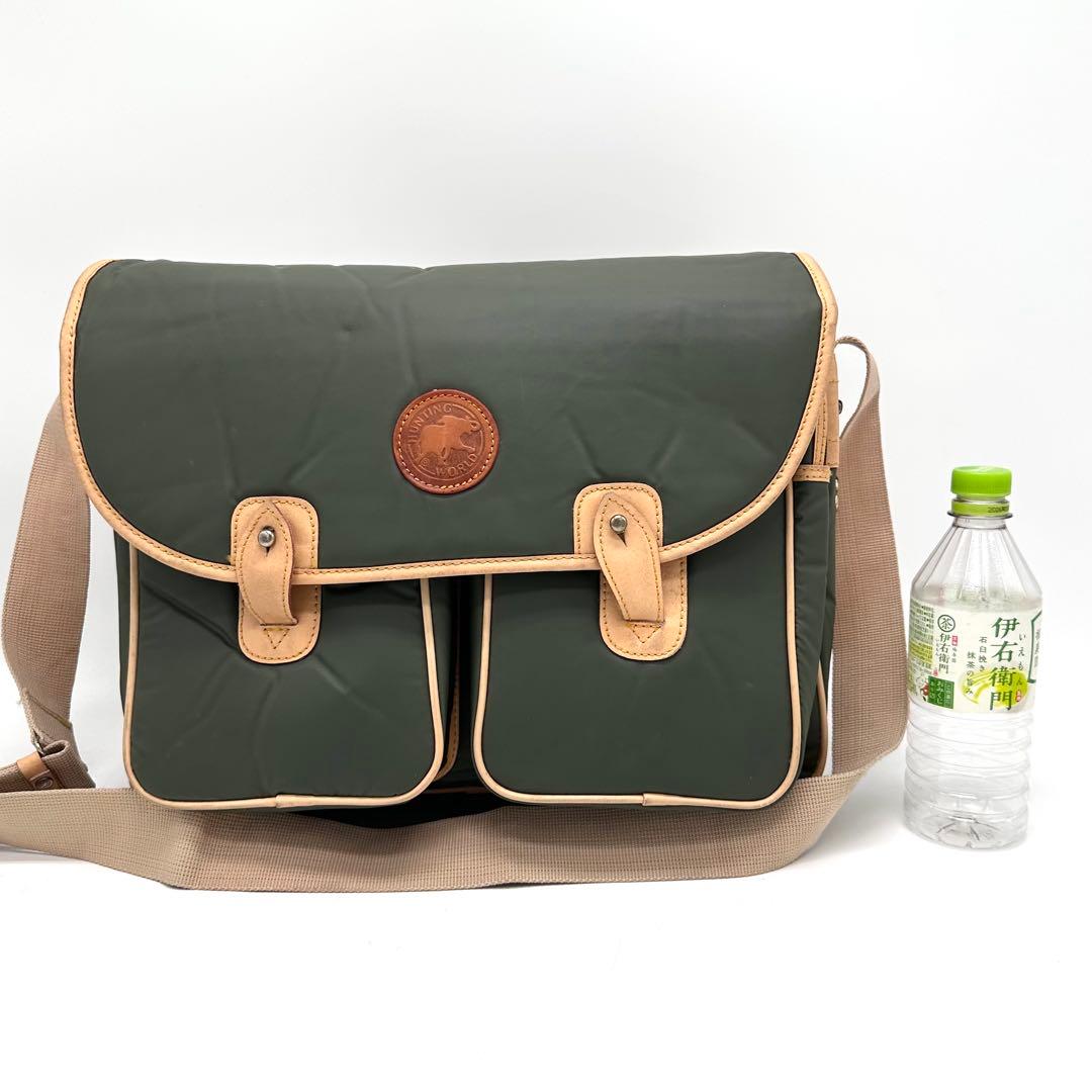 レアタイプ ハンティングワールド メッセンジャーバッグ バチュー レザー カーキ