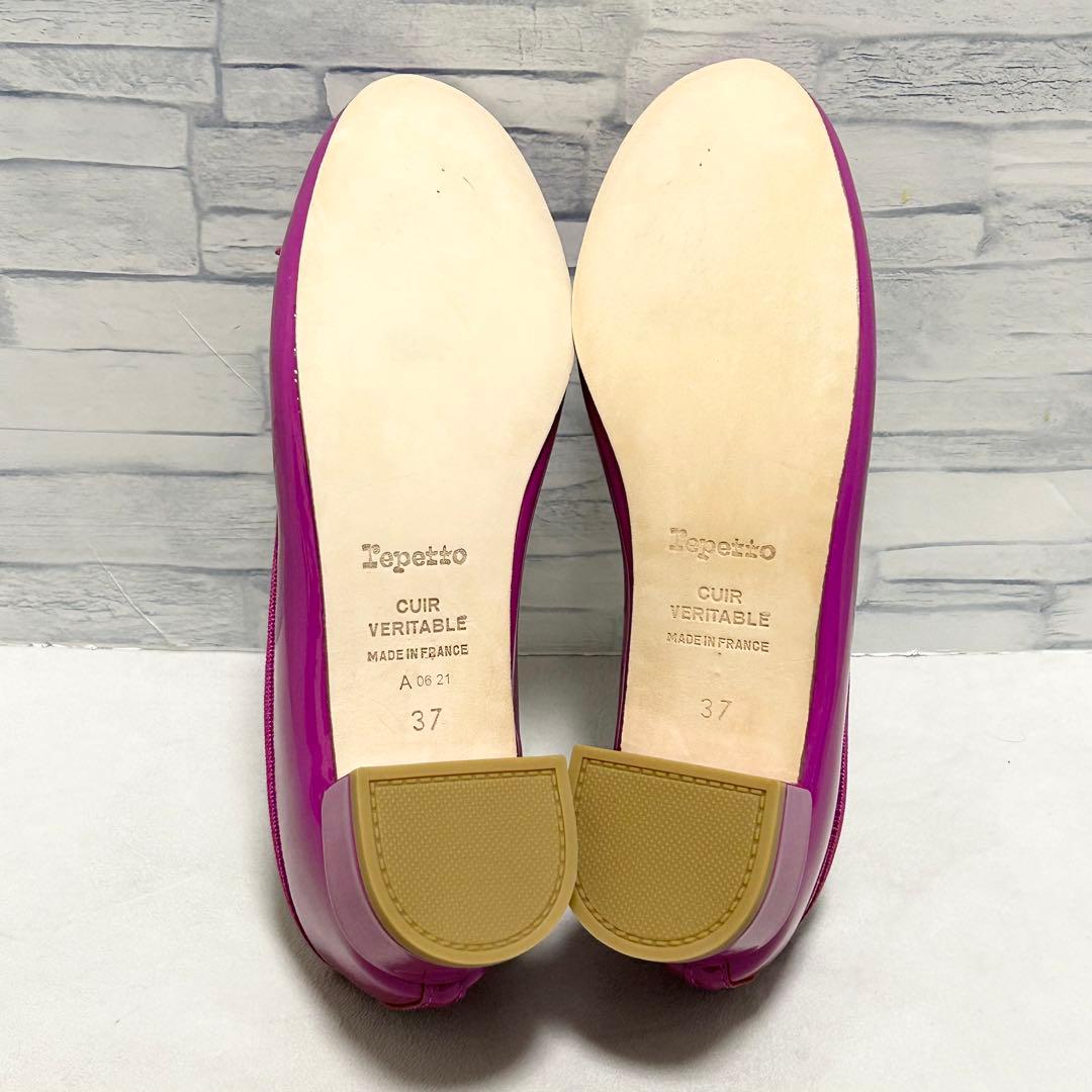 ほぼ新品 レペット カミーユ【38】バレエシューズ 紫 エナメル