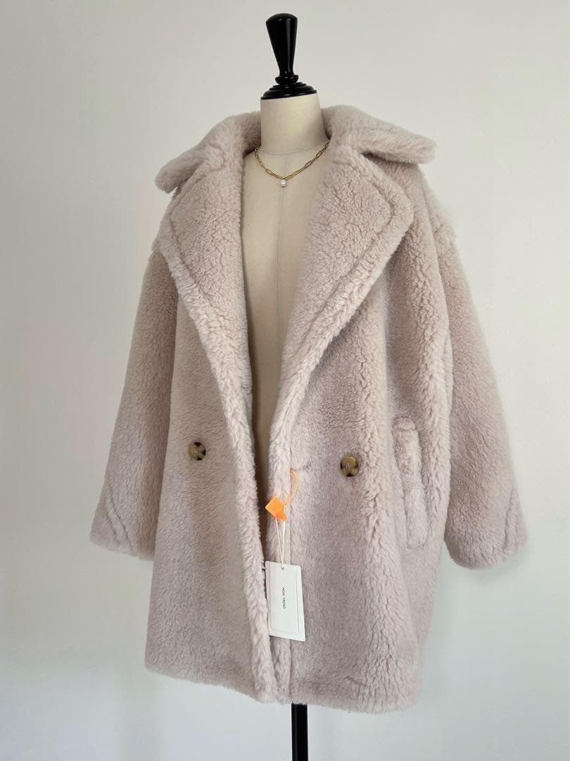 新品未使用 ベアミディアム丈 テディコート ライトベージュ