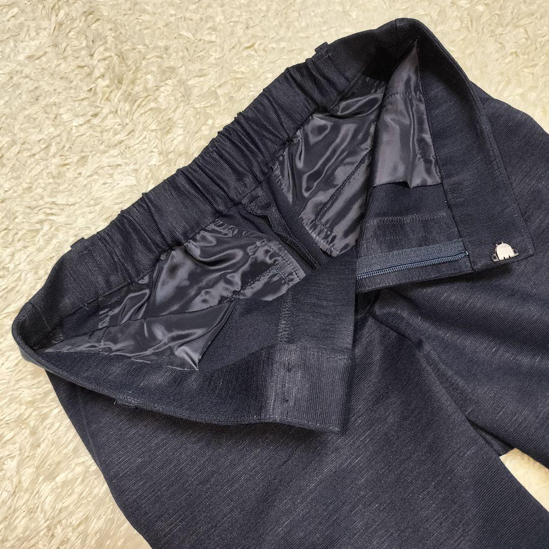 【美品】グリーンレーベルリラクシング ノーカラースーツ セットアップ 麻混 40