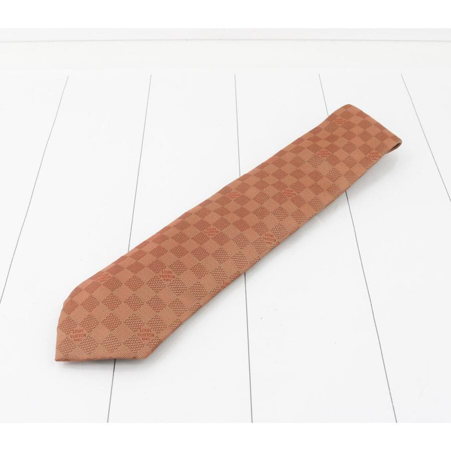 新品 ルイヴィトン ネクタイ SILK100% 格子柄 色:BROWN-ブラウン