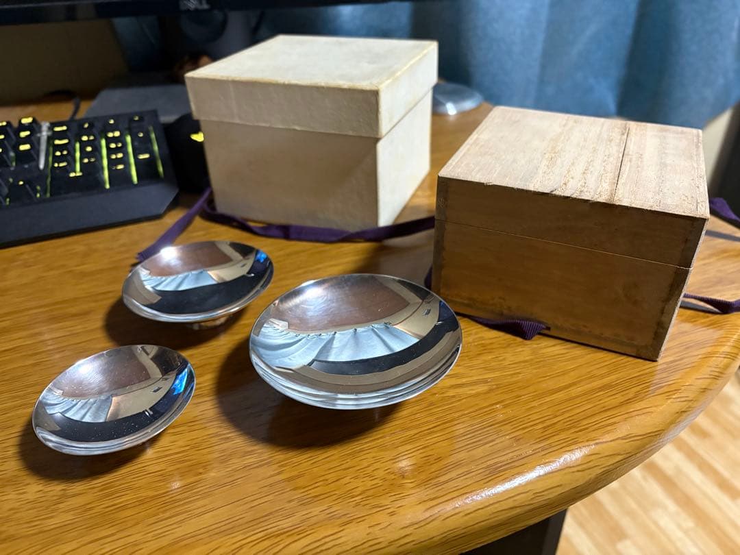 な*き様 純銀 盃 3点セット 純銀刻印あり 銀杯 銀製 工芸品 貴重品メンテナ