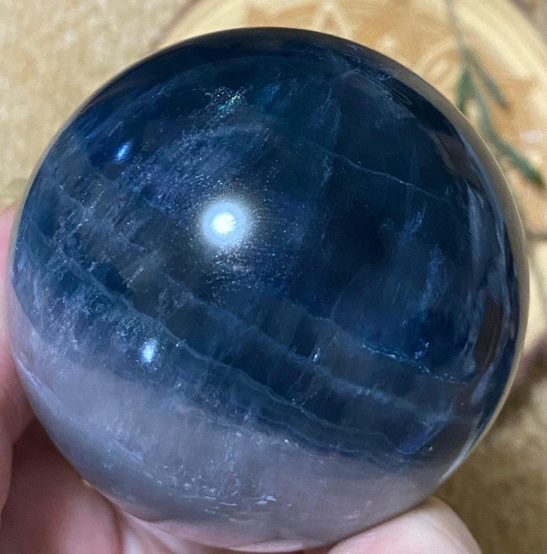 ★ブルー✖ホワイト★フローライト★ラビットヘア★キラキラ オーロラ 虹★スフィア