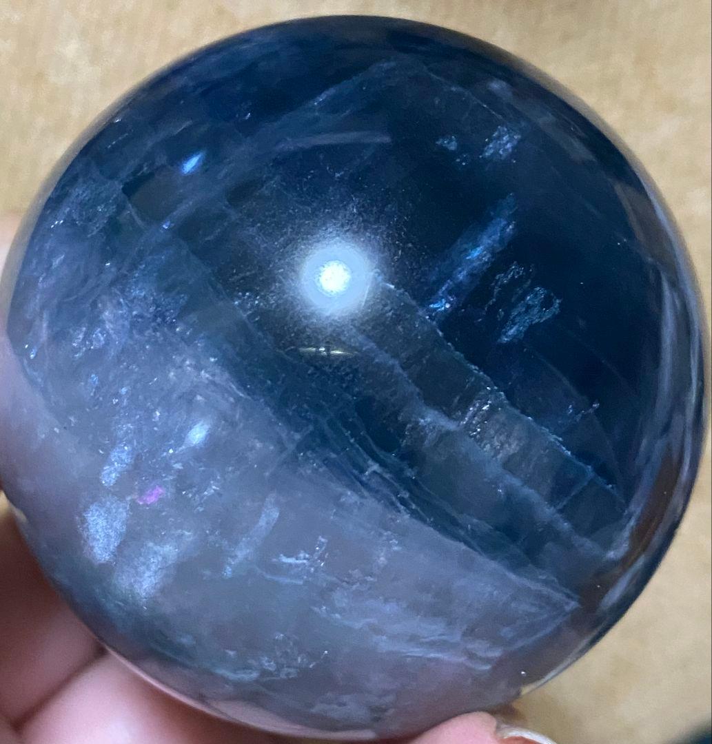 ★ブルー✖ホワイト★フローライト★ラビットヘア★キラキラ オーロラ 虹★スフィア