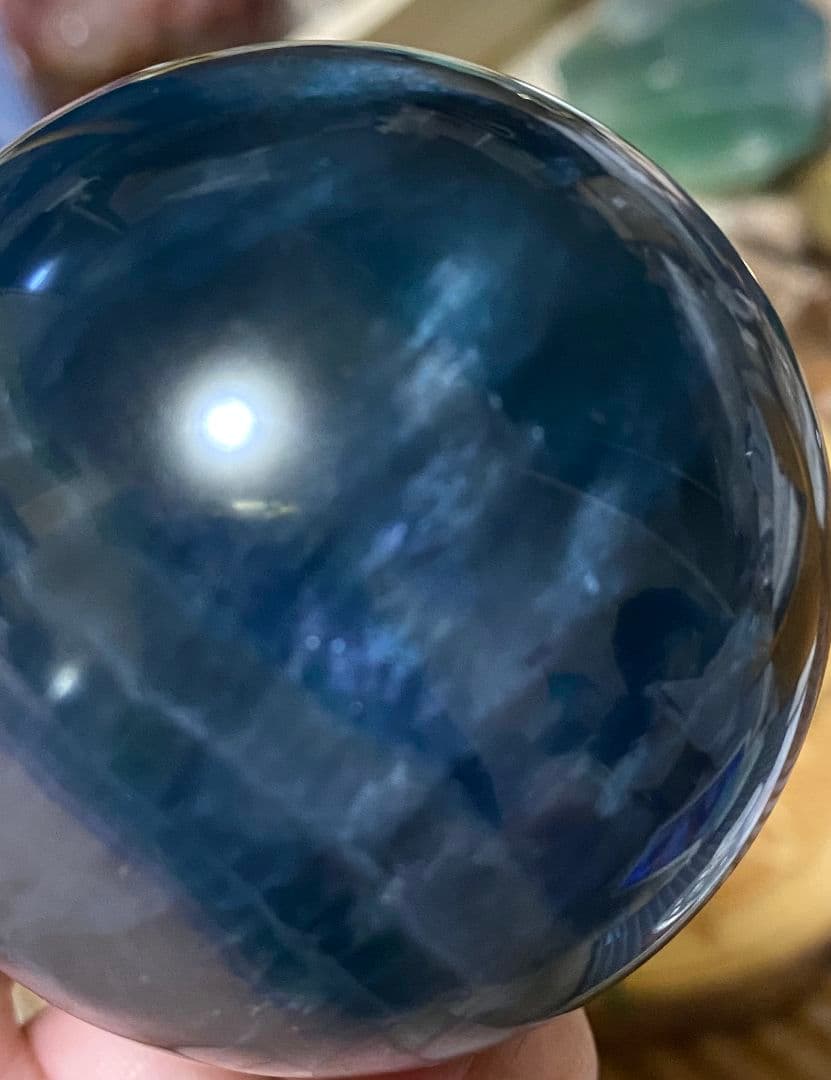 ★ブルー✖ホワイト★フローライト★ラビットヘア★キラキラ オーロラ 虹★スフィア