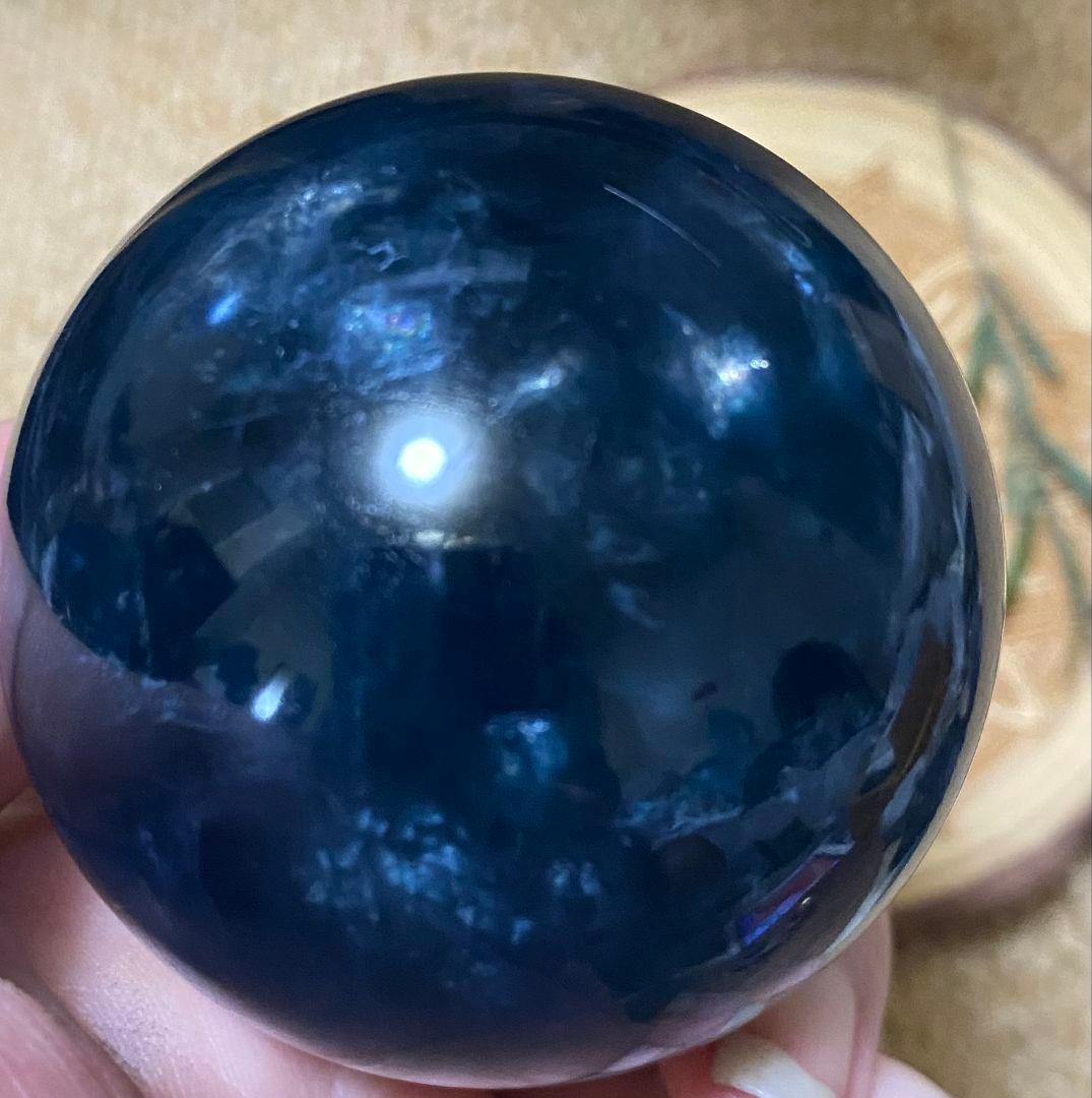 ★ブルー✖ホワイト★フローライト★ラビットヘア★キラキラ オーロラ 虹★スフィア