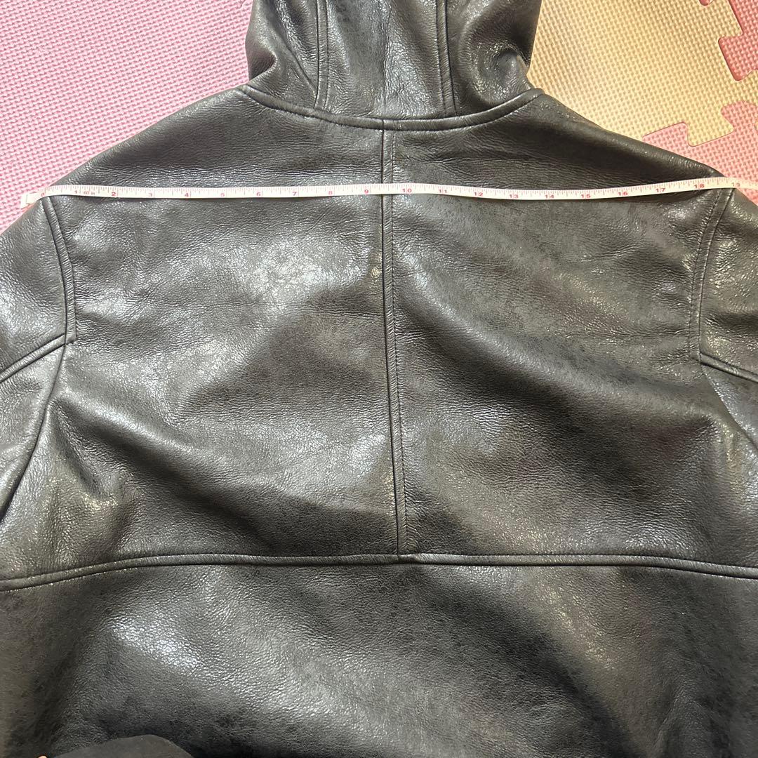 ZARA フェイクレザー　フード付きジャケット