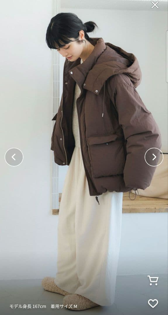 Ungrid　フード付きダウン　今季　ブラウン　S