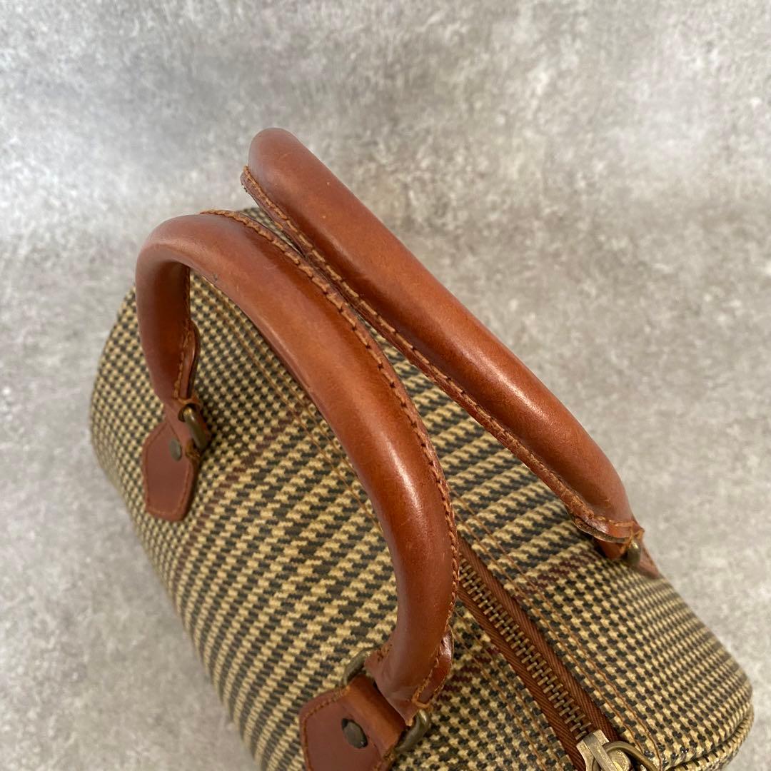 ポロラルフローレン　ミニボストンバッグ　キャンバス　レザー　千鳥柄　旅行