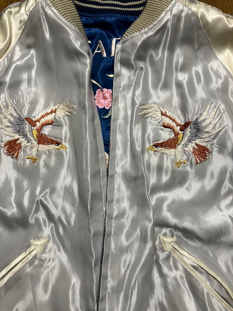 鷲刺繍 サテン スカジャン テーラー東洋