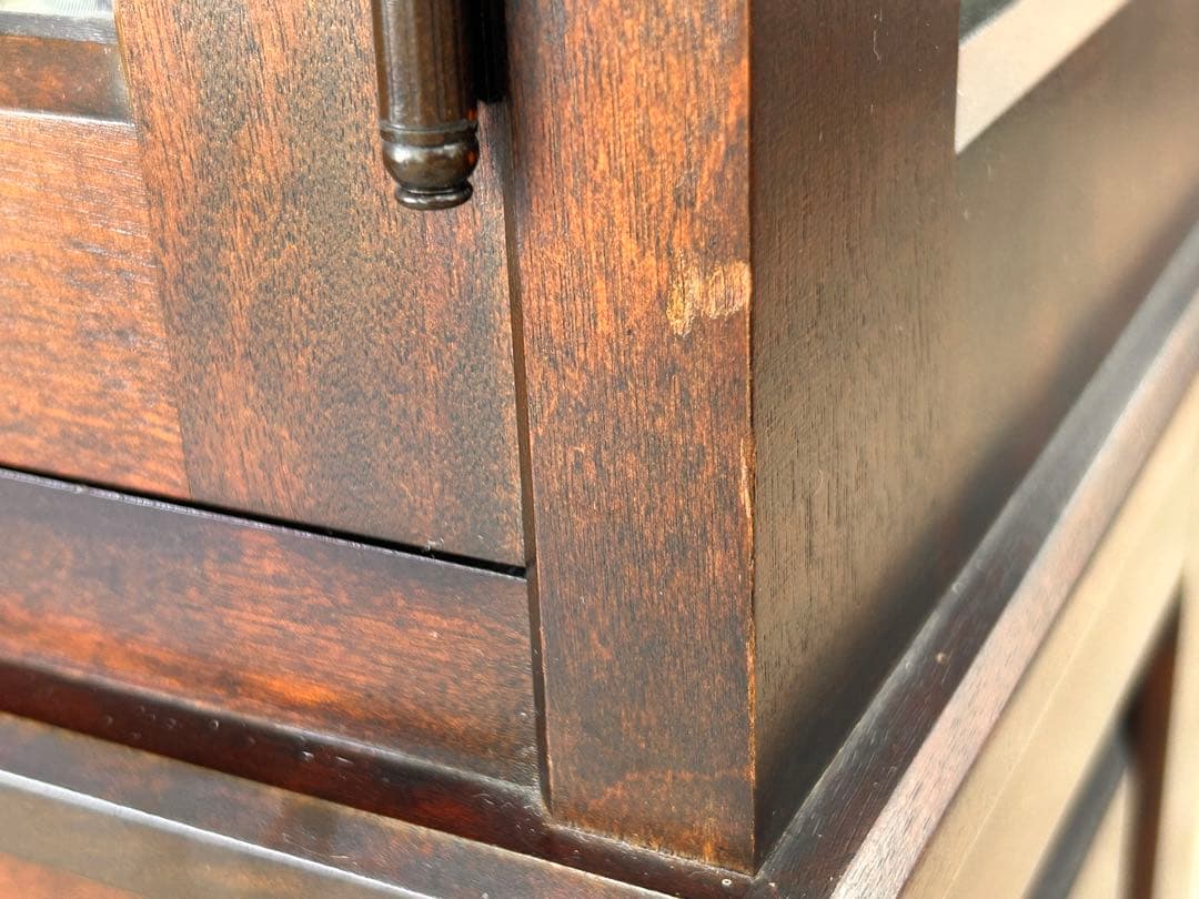 北海道民芸家具 樺材 飾り棚 4面ガラス 2面ドア　-497-