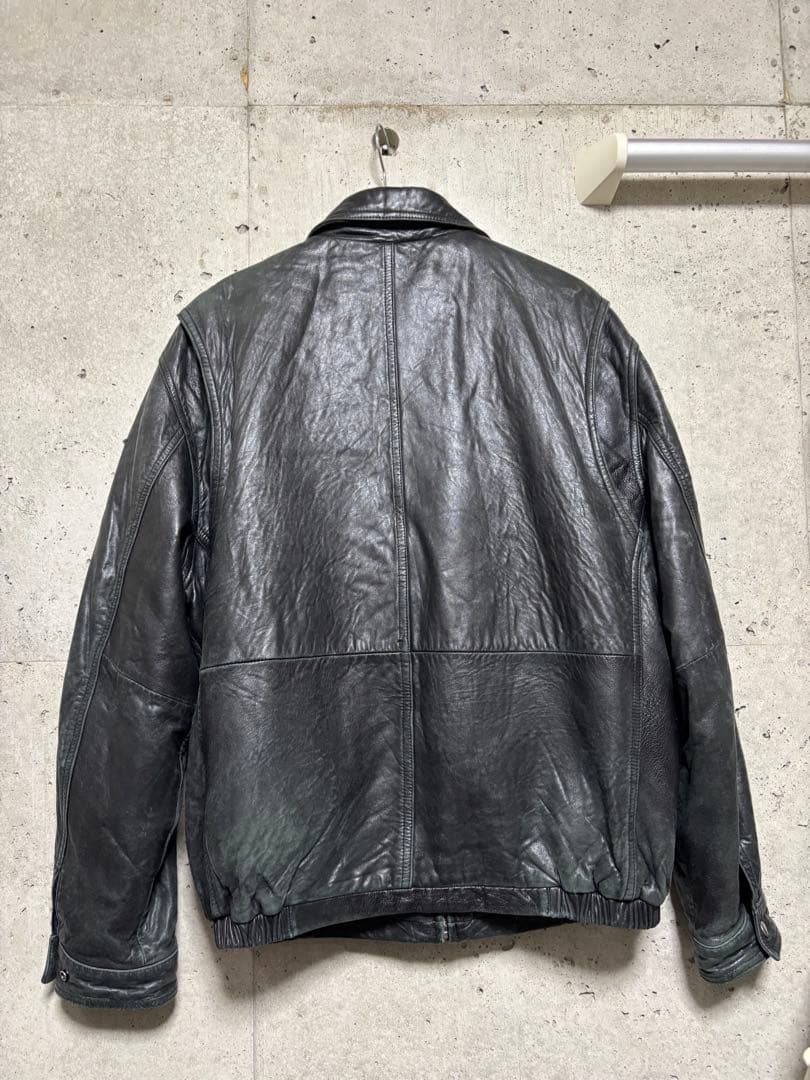 90s 本革　ブラック　レザージャケット　レザーフライトジャケット　L相当