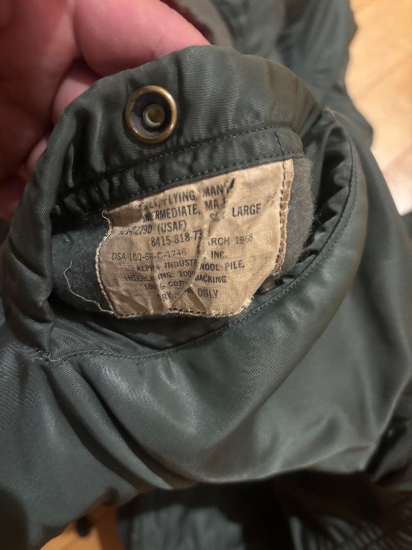 60s MA-1ジャケット オリーブグリーン Lサイズ