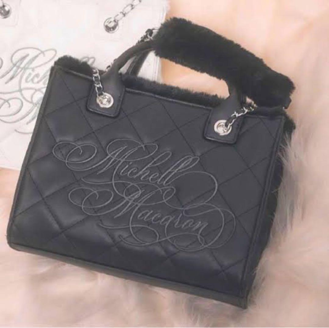 r*a様 ミシェルマカロン ノベルティ キルティング刺繍ミニトートバッグ ブラッ