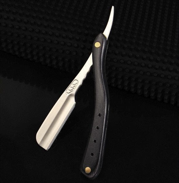 カミソリ 折りたたみ式 ストレートレザー 黒 替え刃式 西洋剃刀 ひげ剃り 理容