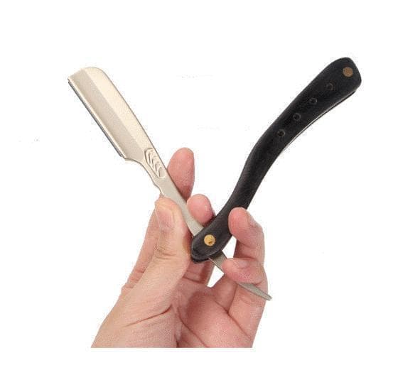 カミソリ 折りたたみ式 ストレートレザー 黒 替え刃式 西洋剃刀 ひげ剃り 理容