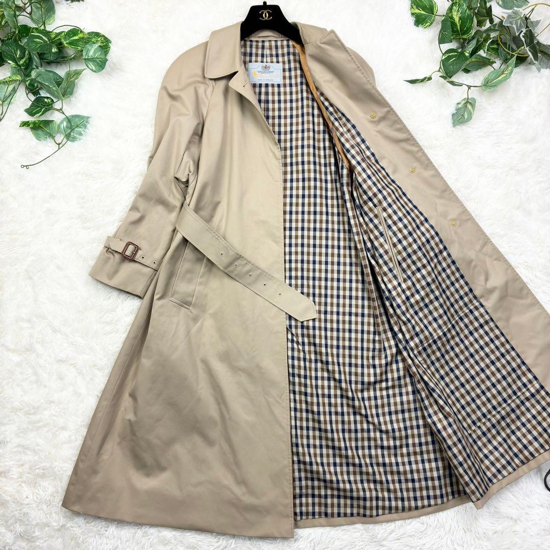 極美品　アクアスキュータム　マキシ丈　ボリューム袖　シングルトレンチコート　M