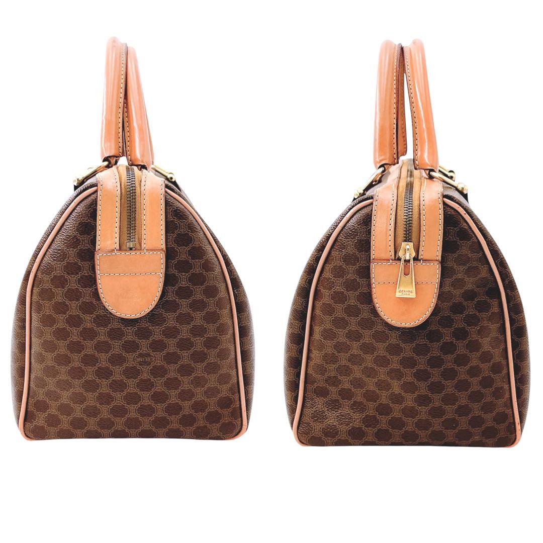 良品✨️セリーヌ マカダム ミニボストン ハンド バッグ ブラウン ヴィンテージ