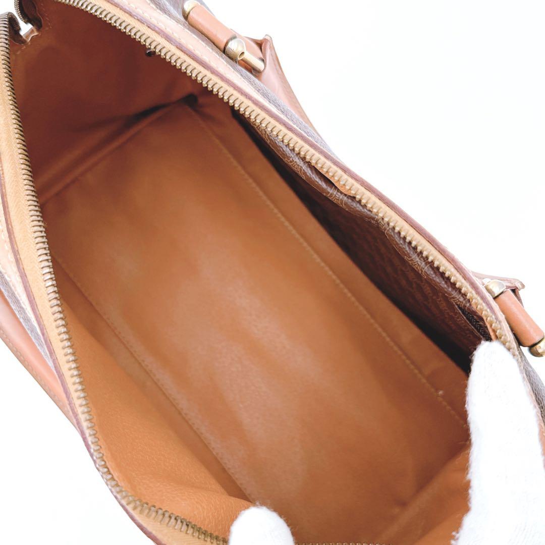 良品✨️セリーヌ マカダム ミニボストン ハンド バッグ ブラウン ヴィンテージ