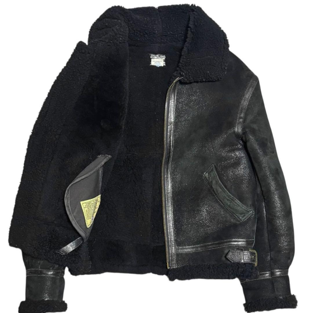 AVIREX 米国製 B-3 ボンバージャケット ブラックボア ムートン 38