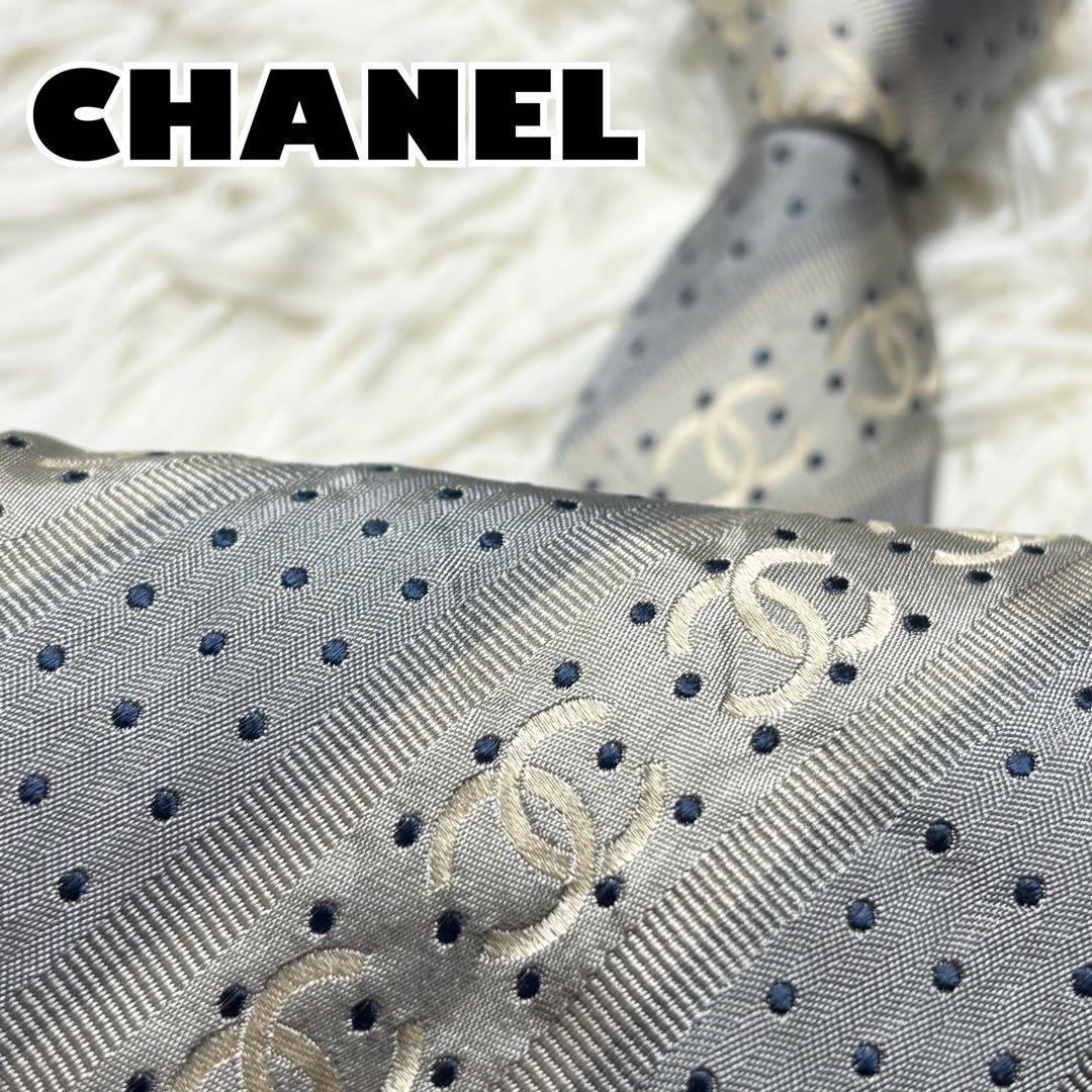 【美品】CHANEL ネクタイ　ココマーク　CC柄