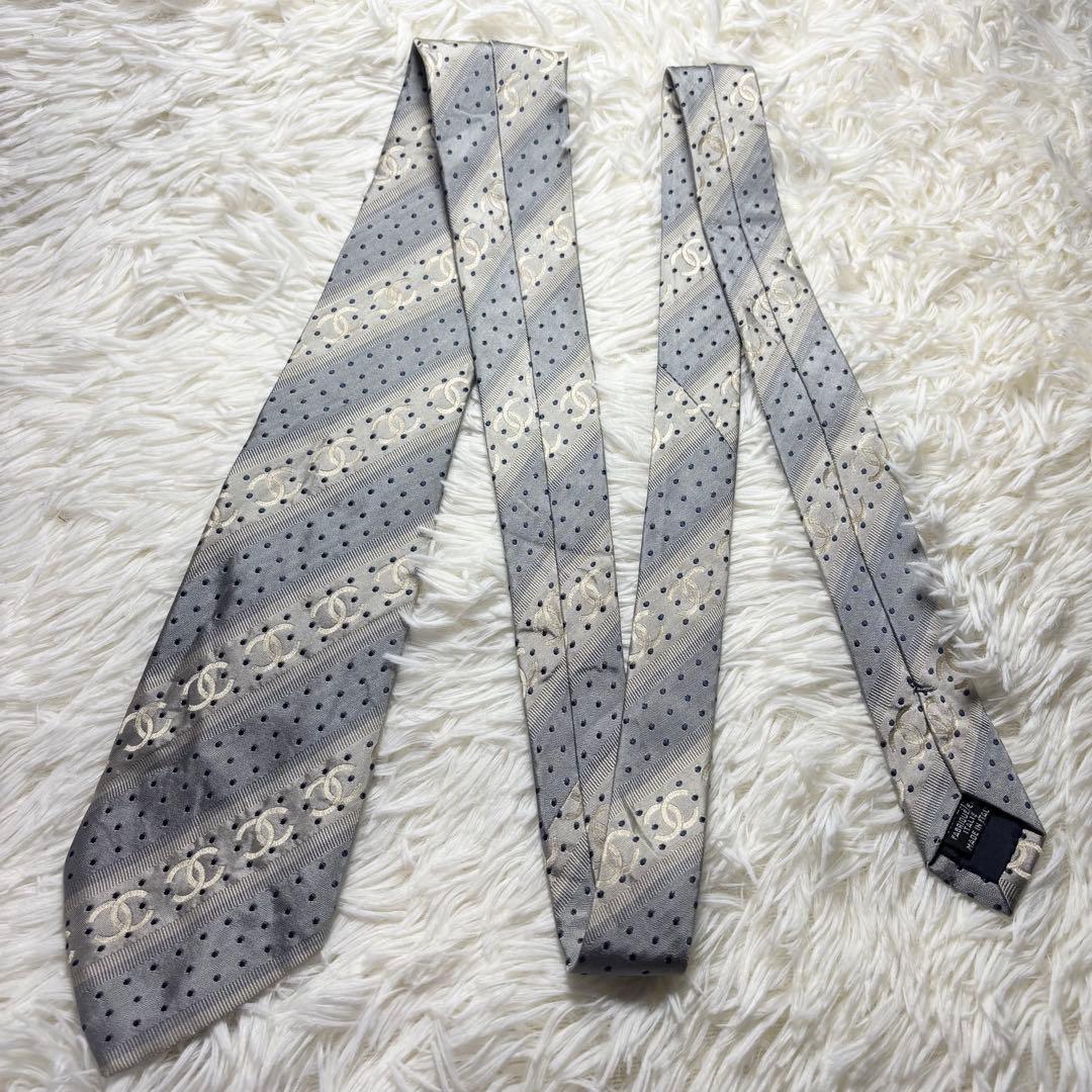 【美品】CHANEL ネクタイ　ココマーク　CC柄