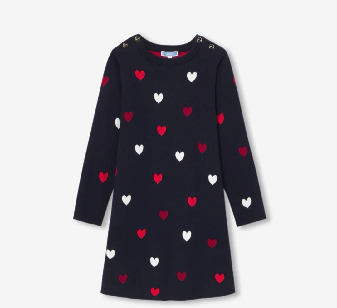 新品　jacadi ネイビー ハート柄 ワンピース 6A 116cm