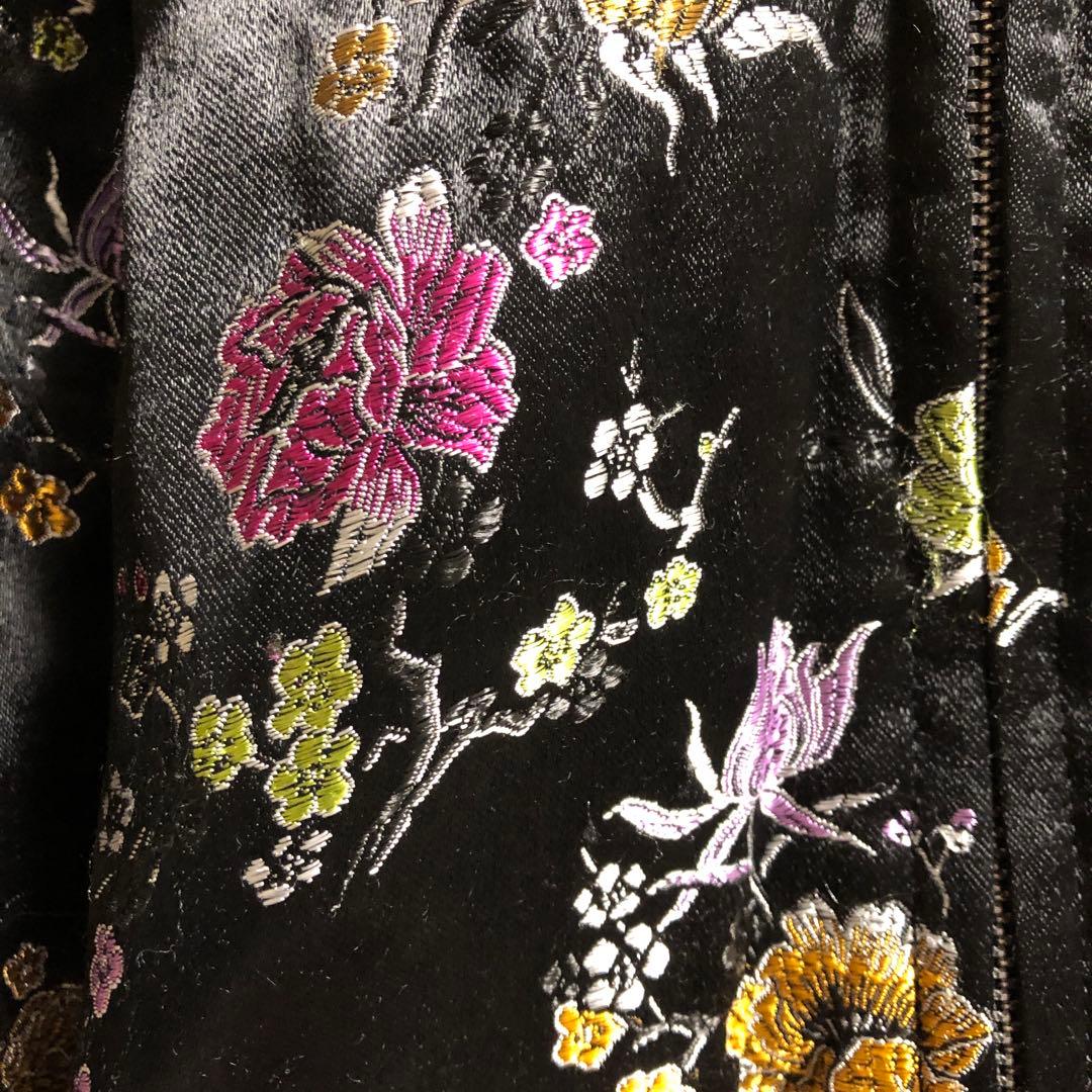 レア　ブラックコムデギャルソン　花柄　総柄刺繍スカジャン　ブルゾン