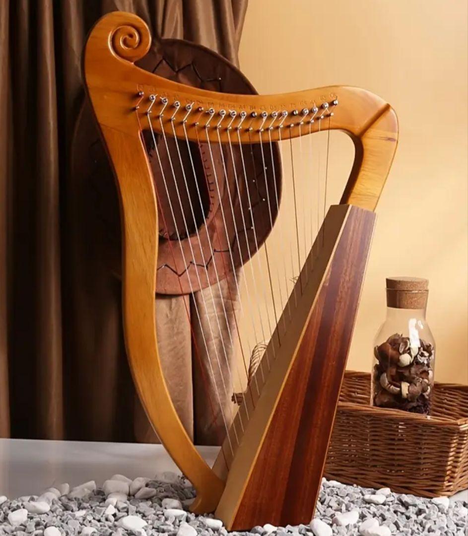 【値下げ】19弦ハープ 木製 弦楽器 インテリア 撮影小道具