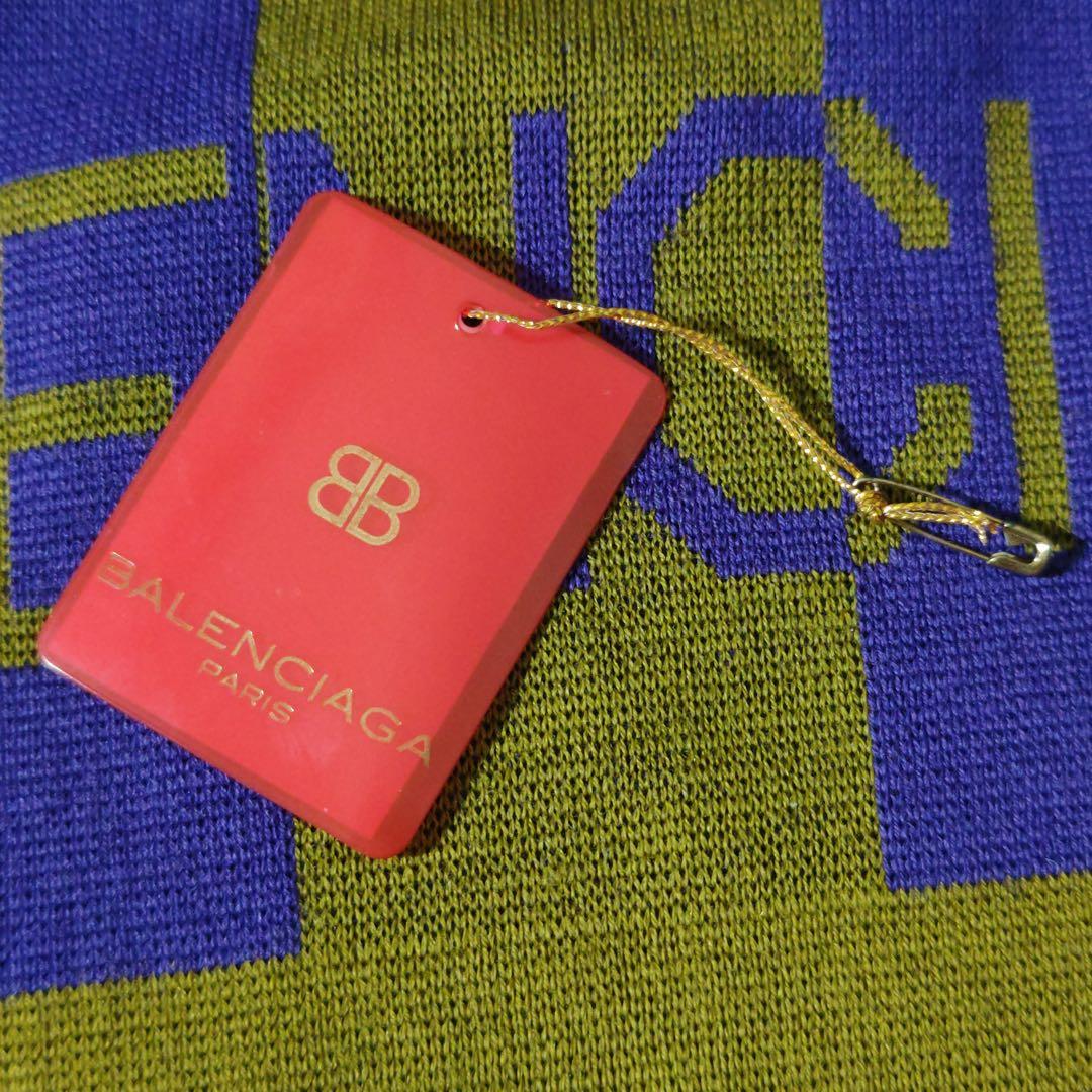 新品タグ付き　バレンシアガ　ニット　美品　ジャガード織り　ロゴ　バイカラー　M