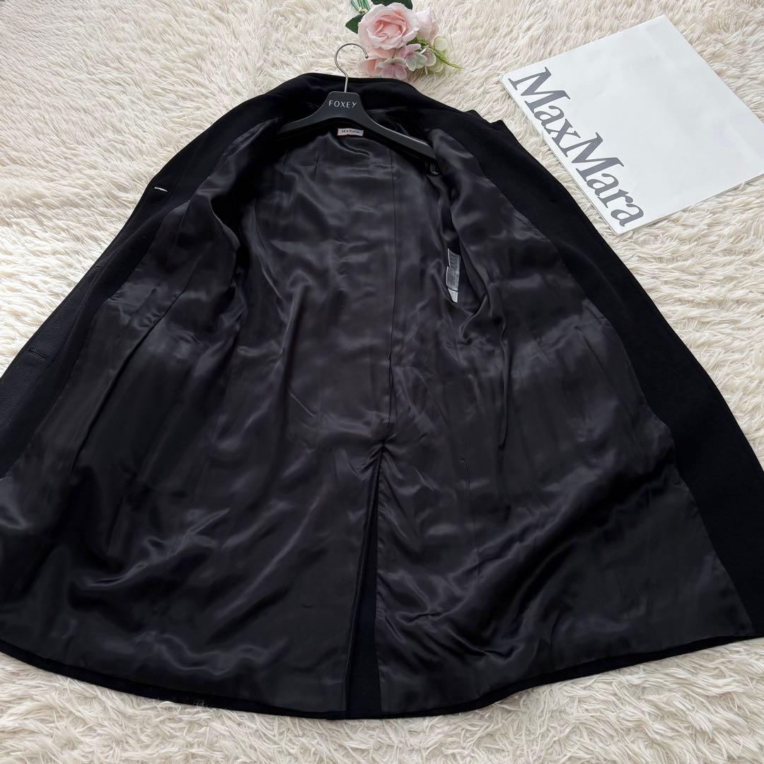 Max&Co 大きいサイズ　アンゴラ混スタンドカラーロングコート　42 ブラック