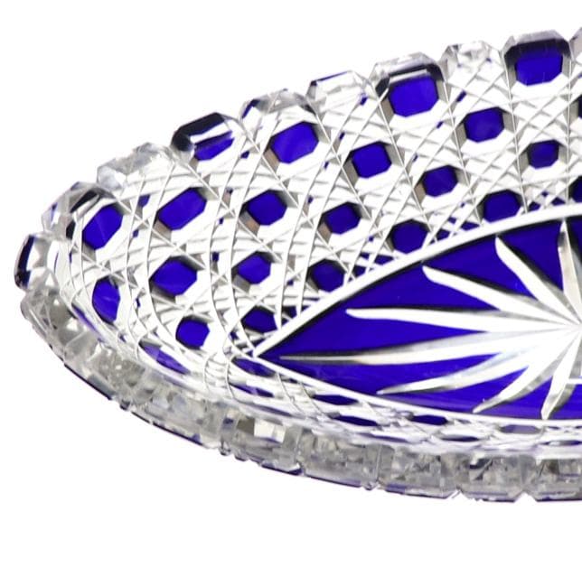 オールド・バカラ 1890年 ディアマン・ピエーリー 青色被せ装飾 ガラス鉢 青