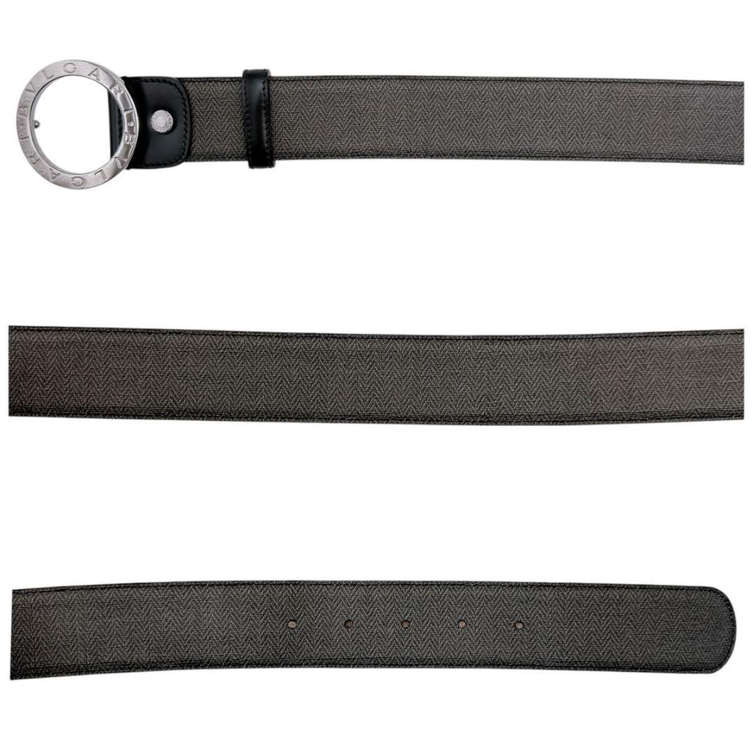 BVLGARI ブルガリ ベルト サークルロゴ シルバー金具 レザー ブラック