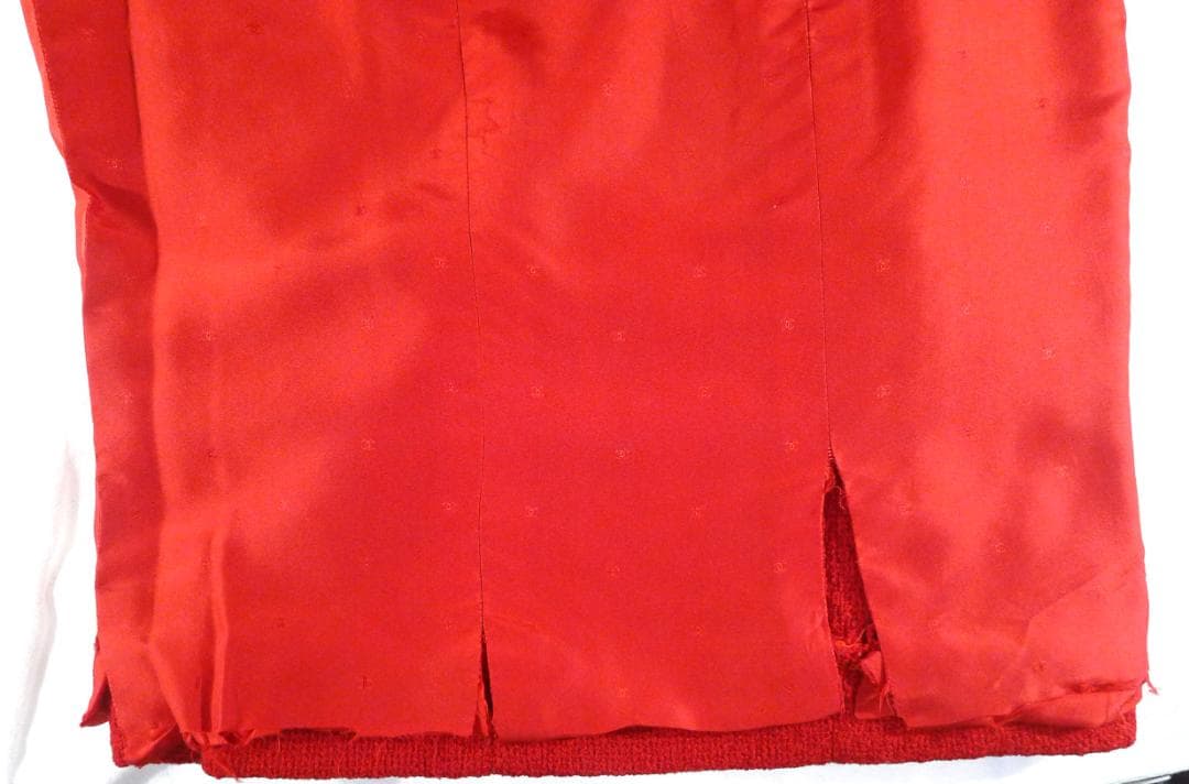 ◇【シャネル】ヴィンテージレッドカラーツィードウールスカート実寸W70㎝◇