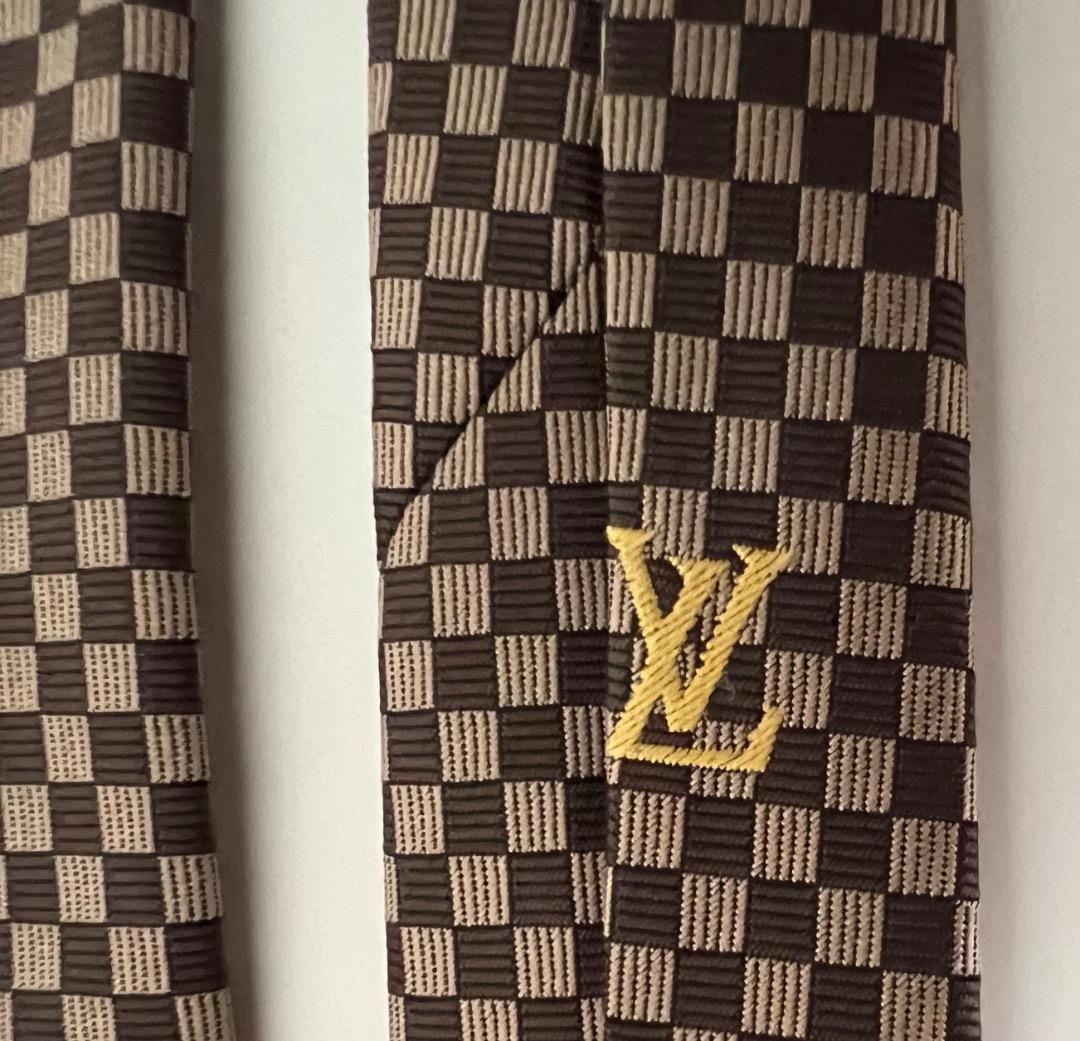 ルイ・ヴィトン ネクタイマイクロダミエ ブラウン