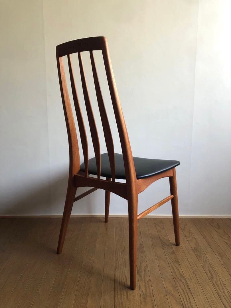 北欧デンマーク ヴィンテージ EVA エヴァチェア 黒革張り チーク材オイル仕上