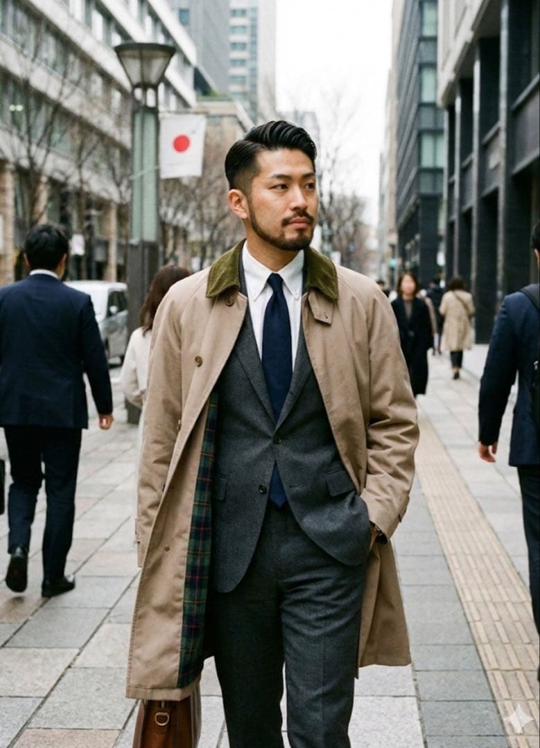 Grenfell 英国製 バルマカーンコート チェック裏地 ベージュ#464