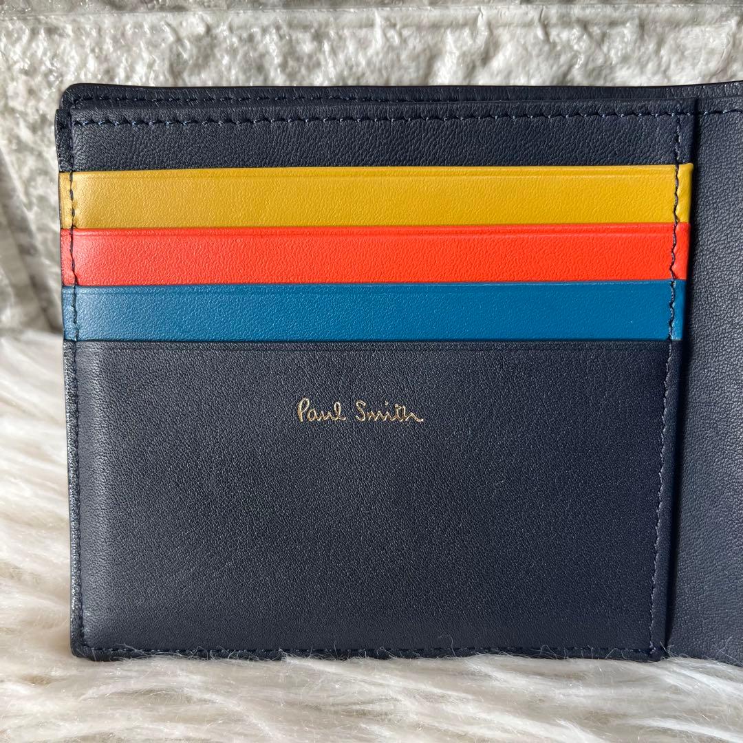 【新品未使用】ポールスミス　PSC694 ストライプステッチ　二つ折り財布
