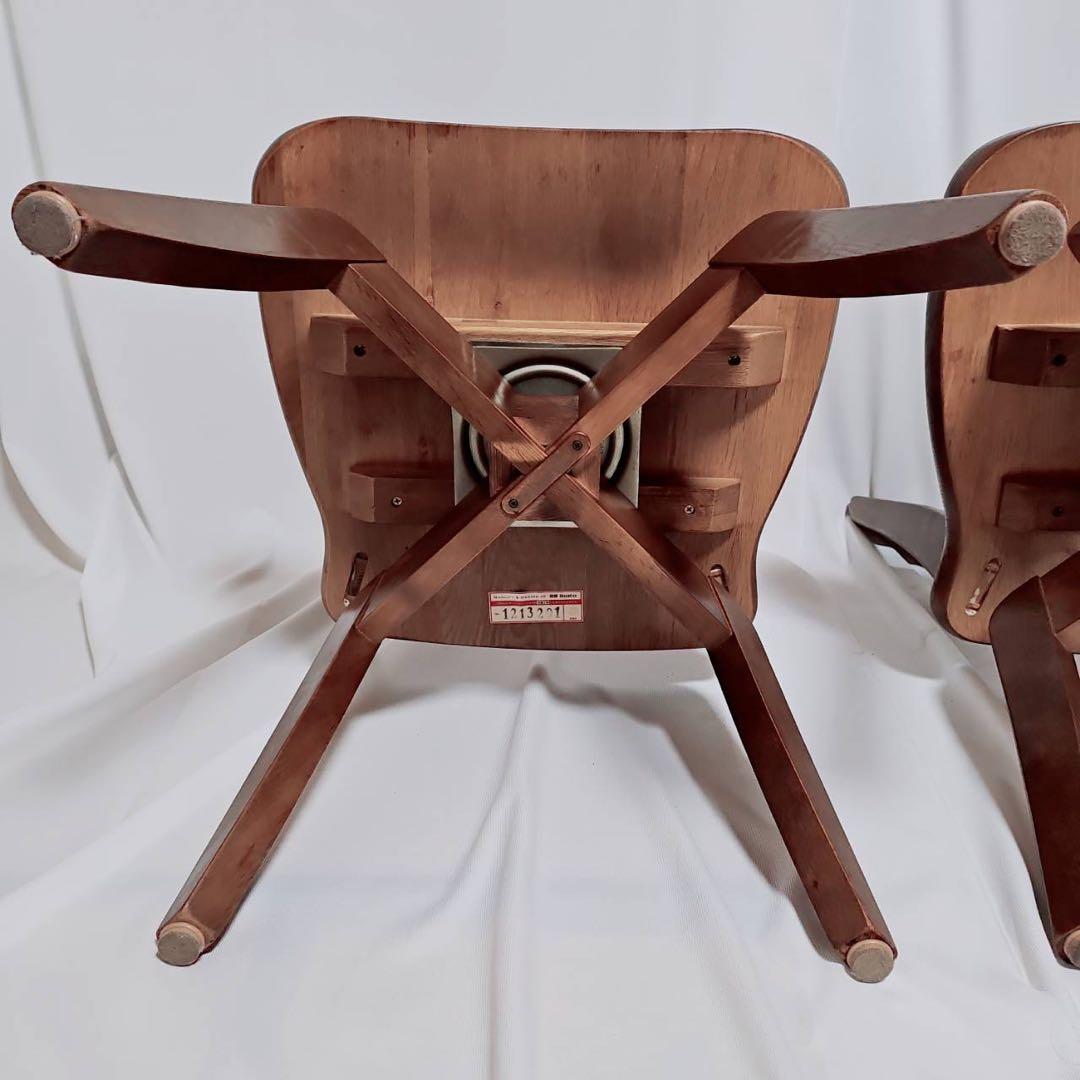 【アンティーク】飛騨家具 イバタインテリア 回転式ダイニングチェア 2脚セット