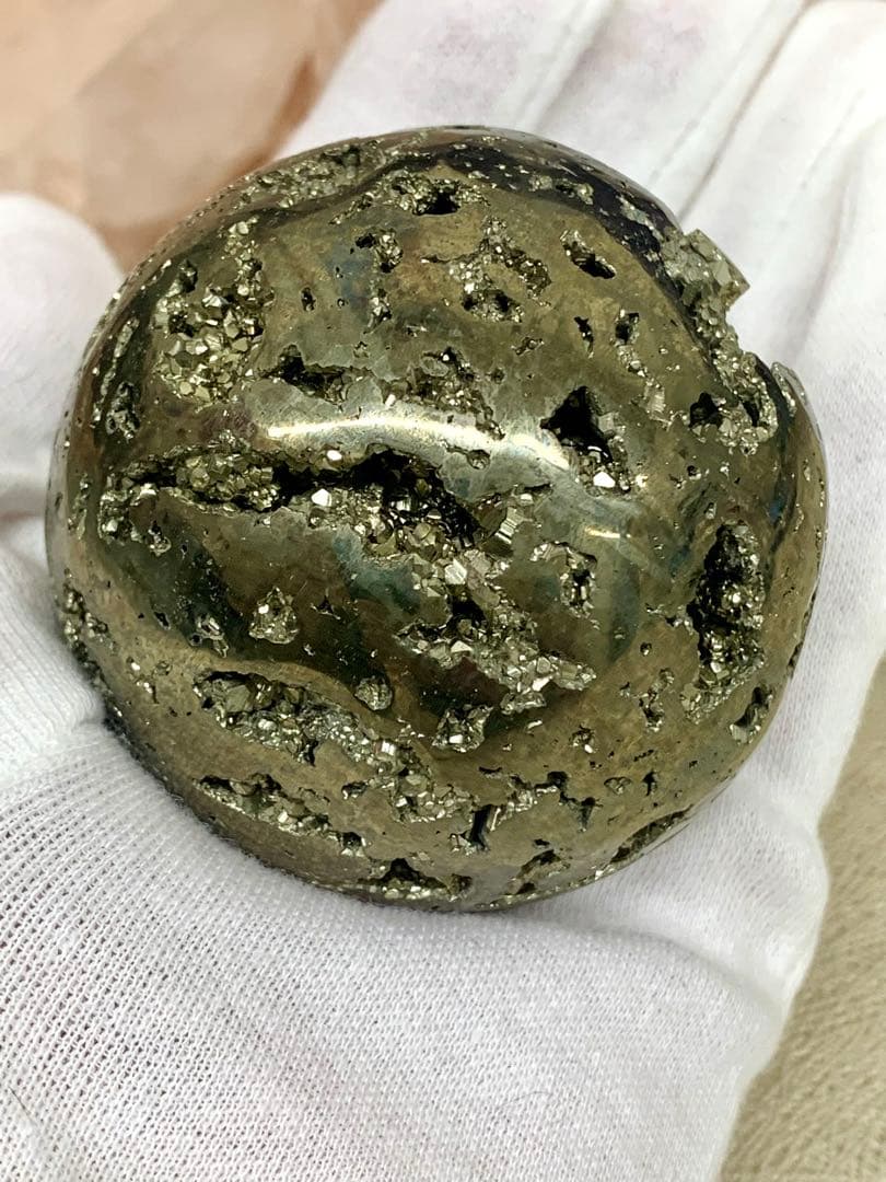 【希少】結晶きらめくパイライトスフィア✴︎富と守護を宿す｜天然石インテリア
