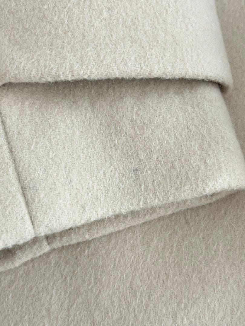 グリーンレーベルリラクシング　ショートビーバー　ノーカラーコート　ライトグレー