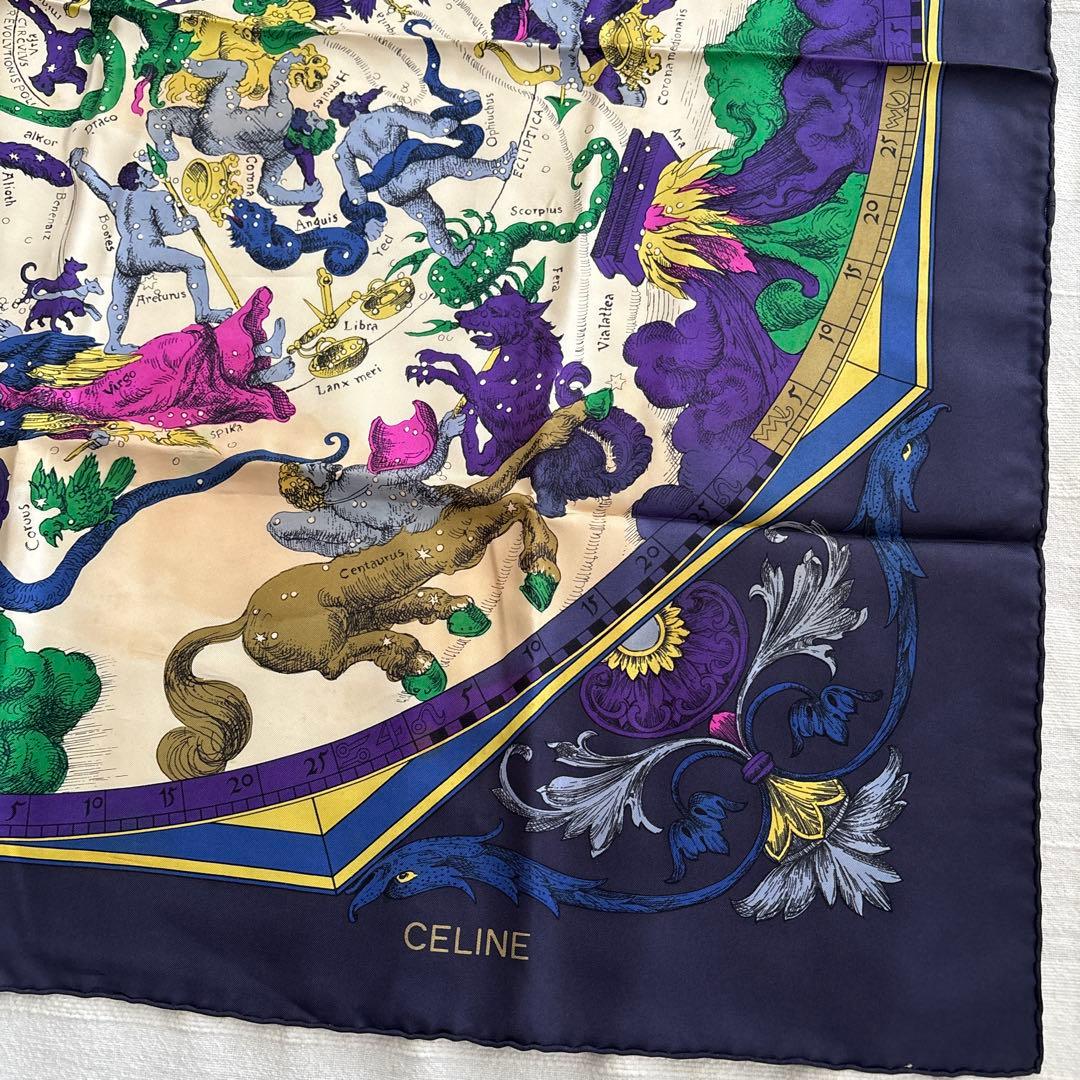 フランス製　CELINE シルク　スカーフ　星座　神話　天体　オールド　セリーヌ