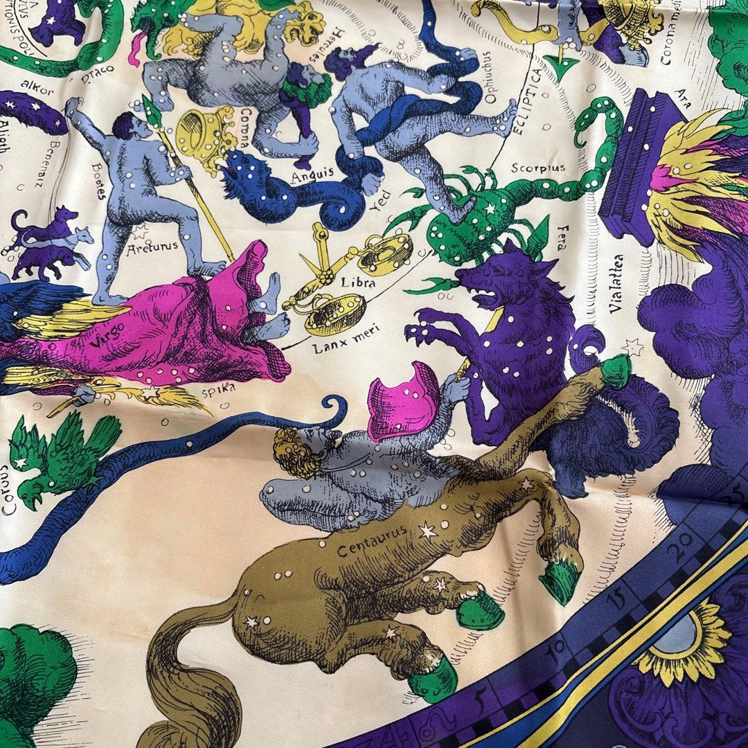 フランス製　CELINE シルク　スカーフ　星座　神話　天体　オールド　セリーヌ