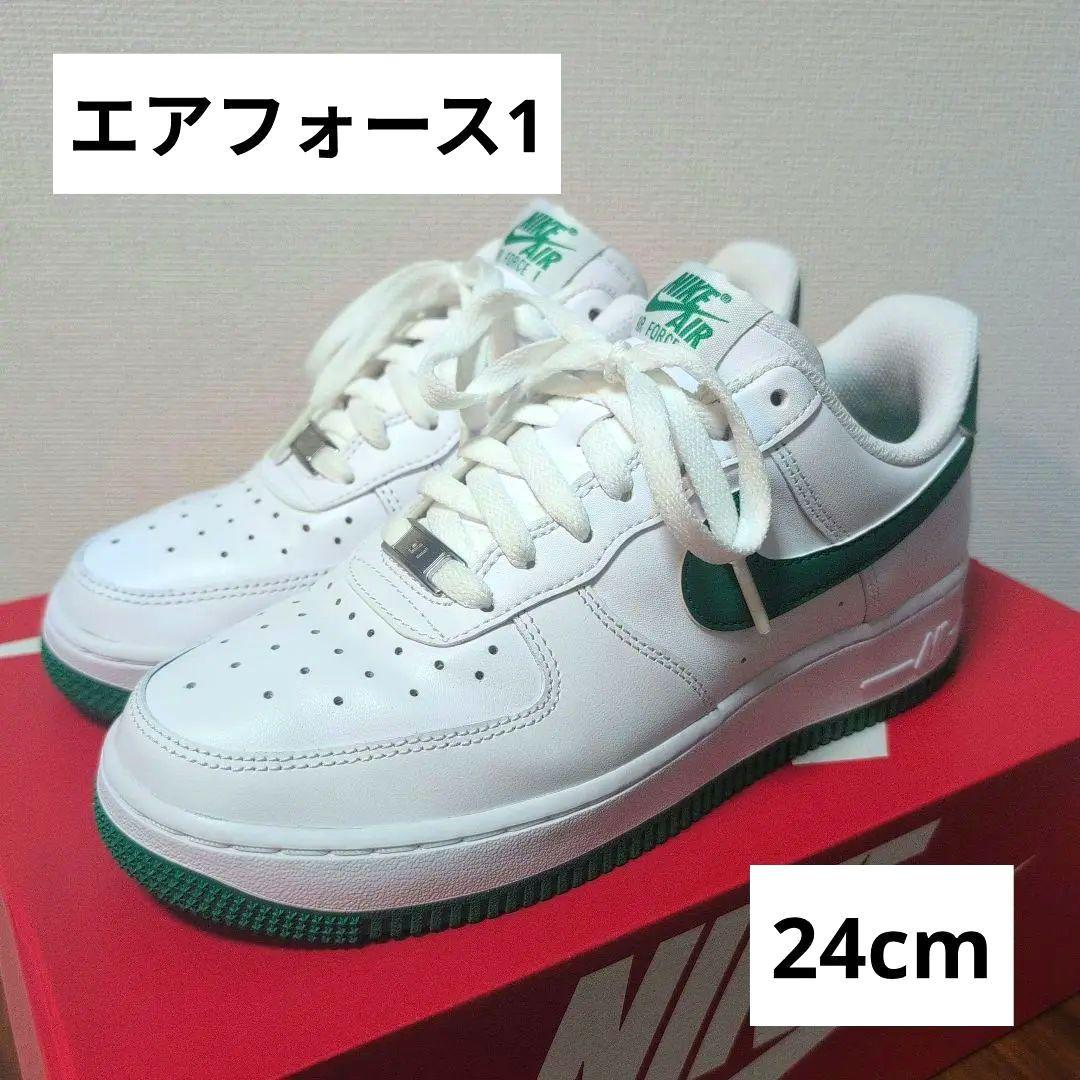 NIKE Air Force 1 ホワイト/グリーン 24cm