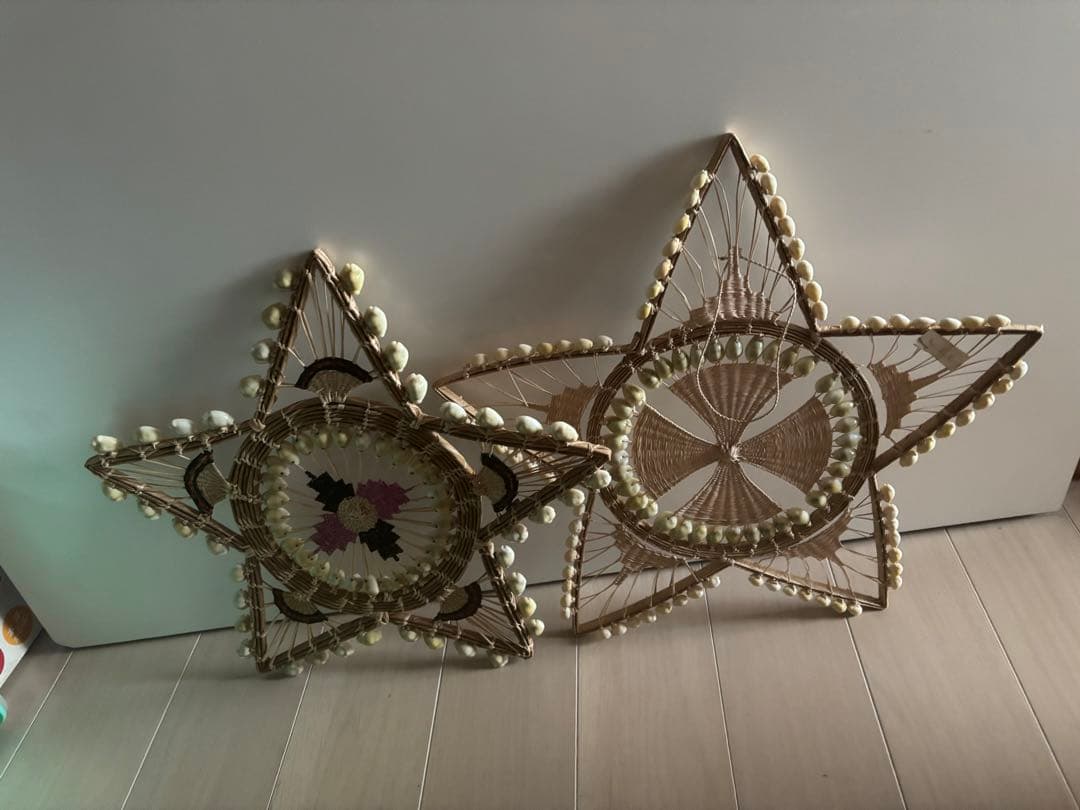 ビンテージ！マーシャル諸島　貝殻工芸品　壁飾り　2個　アジアン風