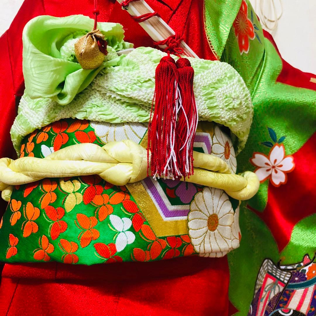 七五三七歳‼人気赤地に桜尽くし金箔煌びやか際立つ❤️完全フルセット安心