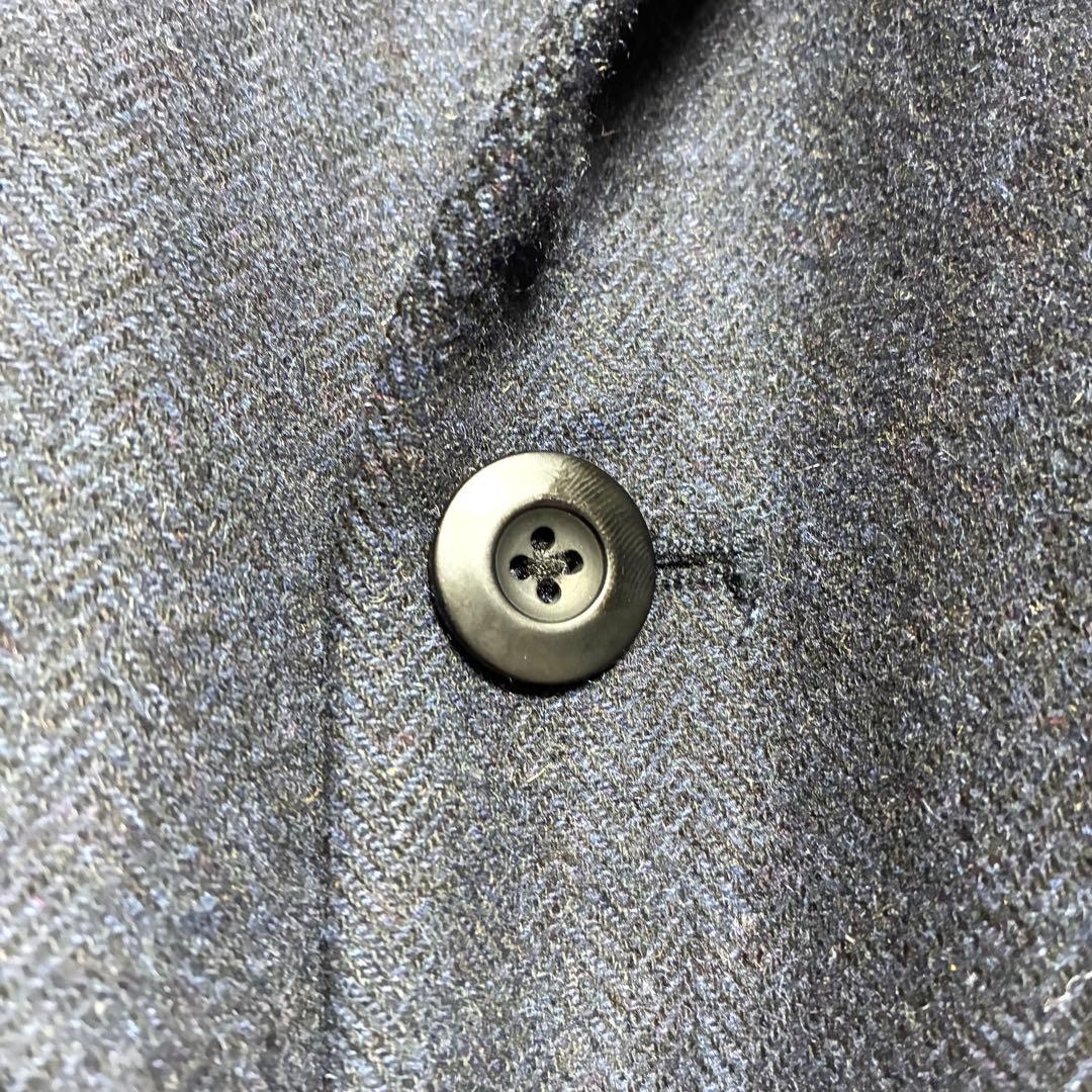 【美品】nano universe☆チェスターコート☆ダブル☆濃紺☆ヘリンボーン