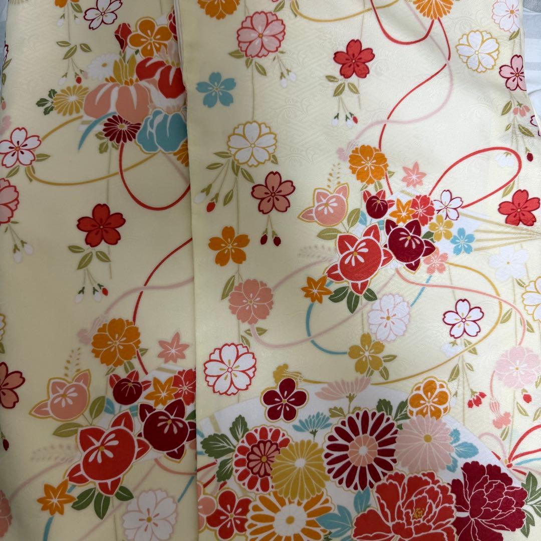 美品 七五三 四つ身 着物 女の子 7歳 花柄 和服）