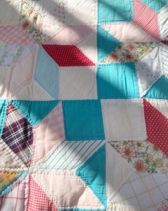 アンティーク　パッチワーク　キルト  フィードサック　美品